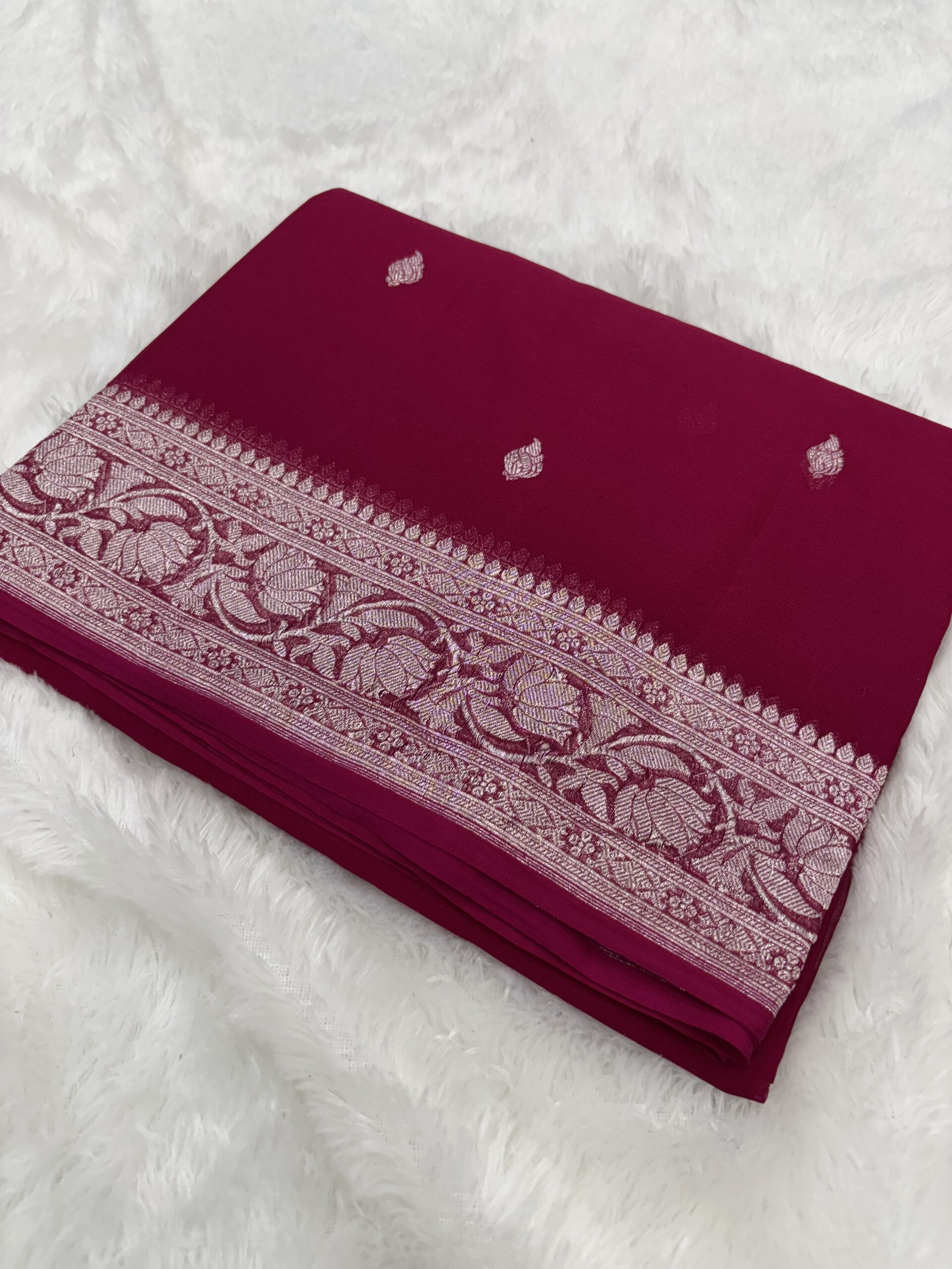 Rani Pink Khaddi Chiffon Banarasi Saree