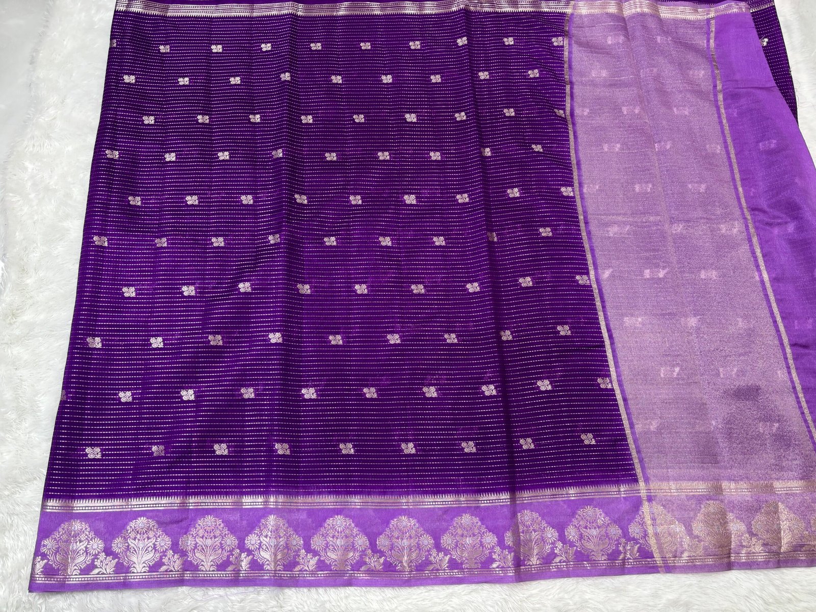 Purple Banarasi Silk Saree - Image 3