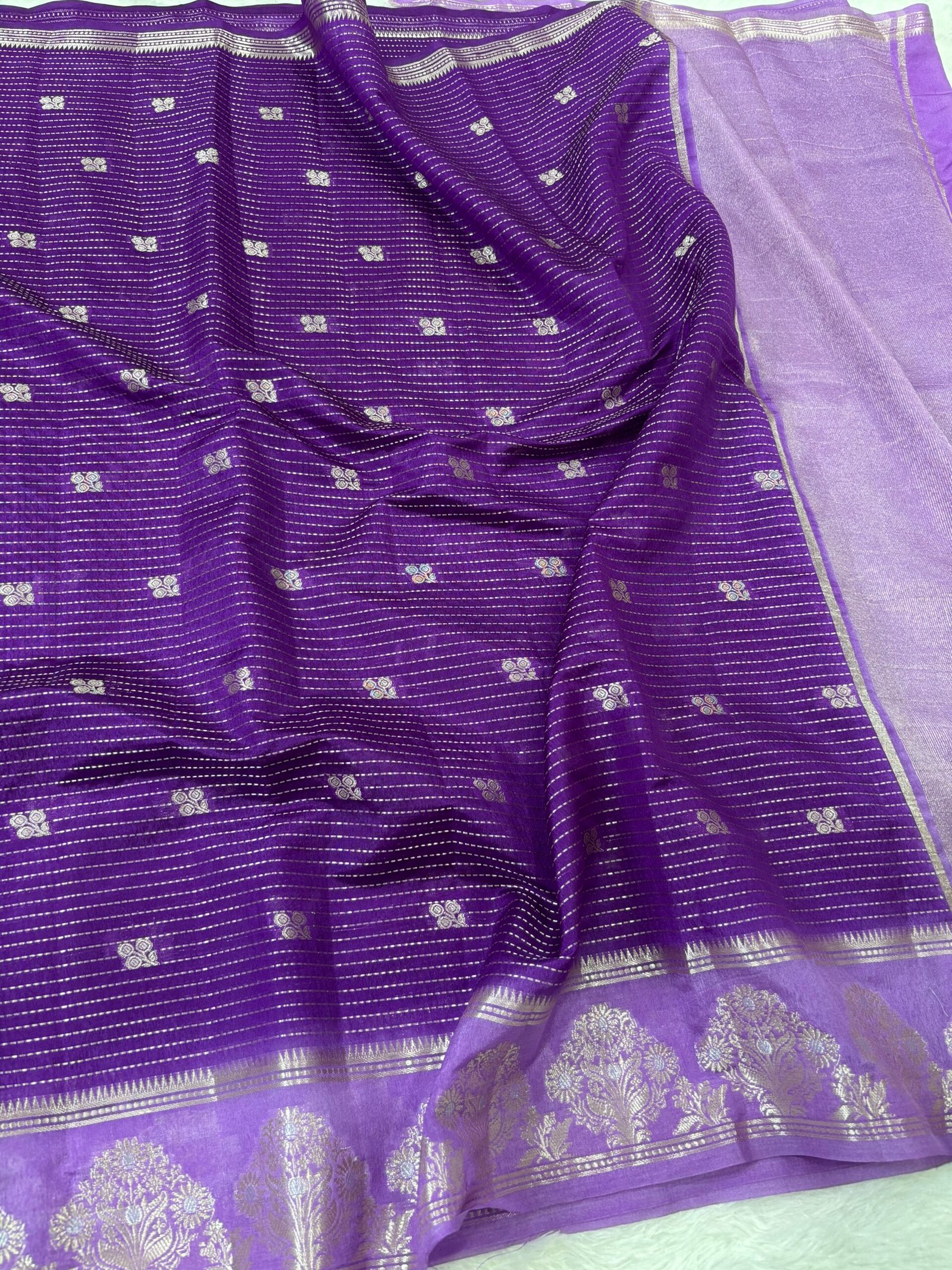 Purple Banarasi Silk Saree - Image 2