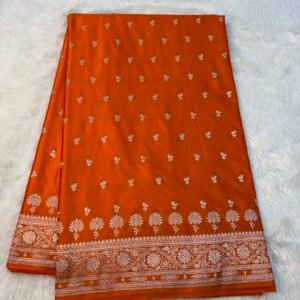 Orange Banarasi Mashru Silk Saree